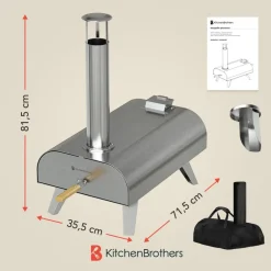 KitchenBrothers RVS Pizza Oven met beschermhoes