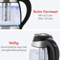KitchenBrothers waterkoker met theefilter - 1.8 liter