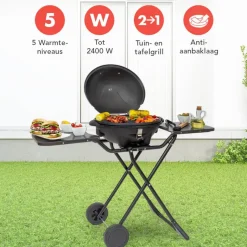 KitchenBrothers 2400 watt elektrische barbecue met wielen