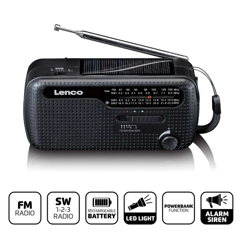 Lenco MCR-113BK Draagbare opwindbare noodradio