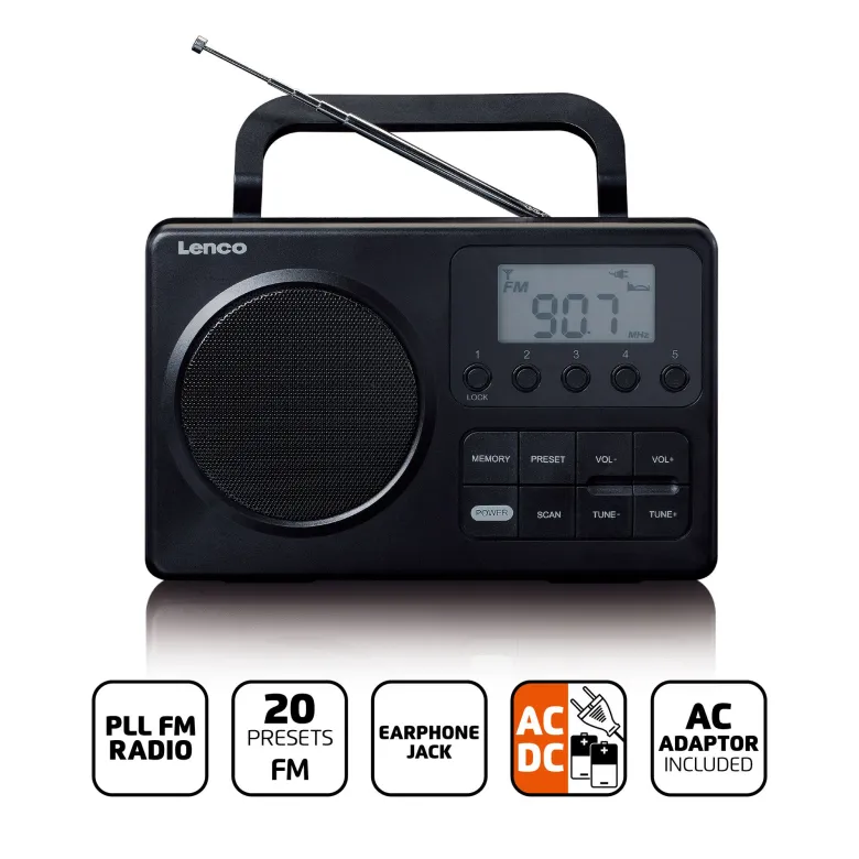 Lenco MPR-035BK Compacte draagbare FM Radio