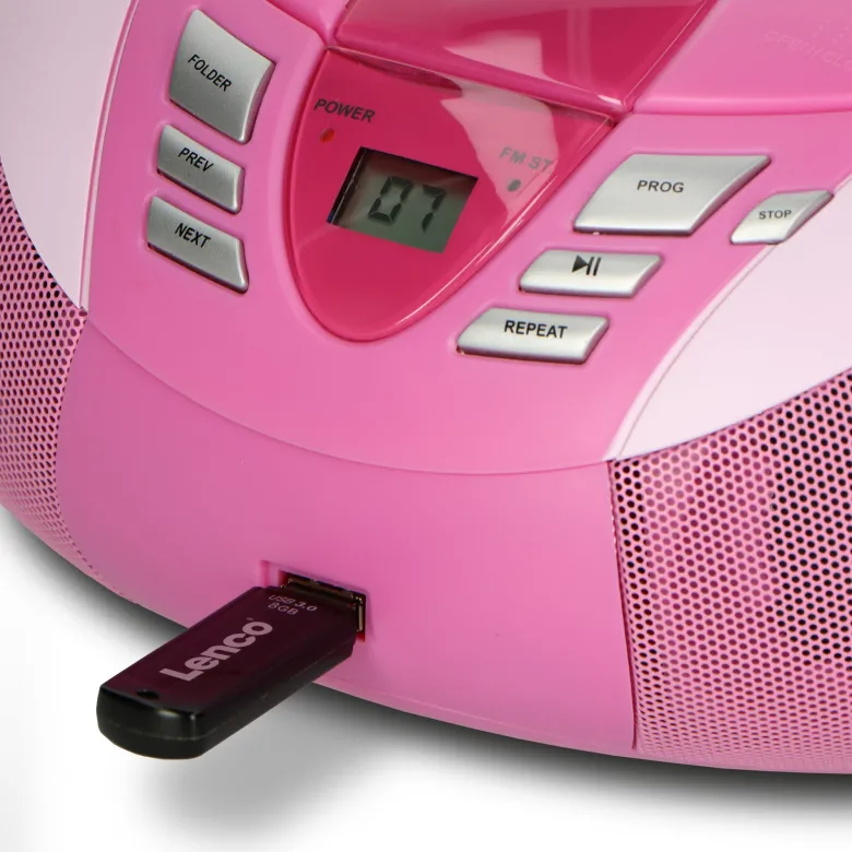 Lenco SCD-37 USB draagbare FM radio - Pink