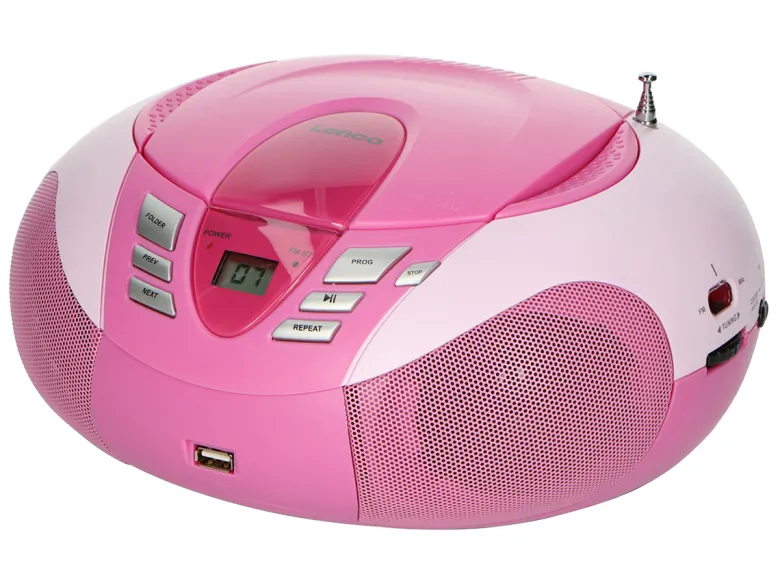 Lenco SCD-37 USB draagbare FM radio - Pink
