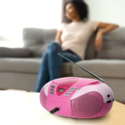 Lenco SCD-37 USB draagbare FM radio - Pink