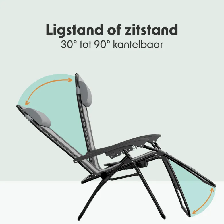 LifeGoods Comfort set van 2 relaxstoelen - Black/Grey