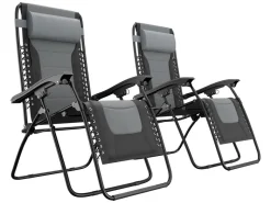 LifeGoods Comfort set van 2 relaxstoelen - Black/Grey
