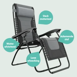 LifeGoods Comfort set van 2 relaxstoelen - Black/Grey