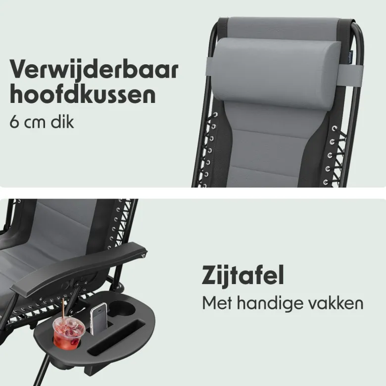 LifeGoods Comfort set van 2 relaxstoelen - Black/Grey