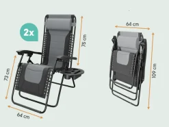 LifeGoods Comfort set van 2 relaxstoelen - Black/Grey