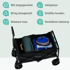 LifeGoods Compact 80L bolderkar- Black
