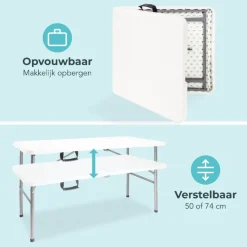 LifeGoods Inklapbare tafel 120x60 cm - White
