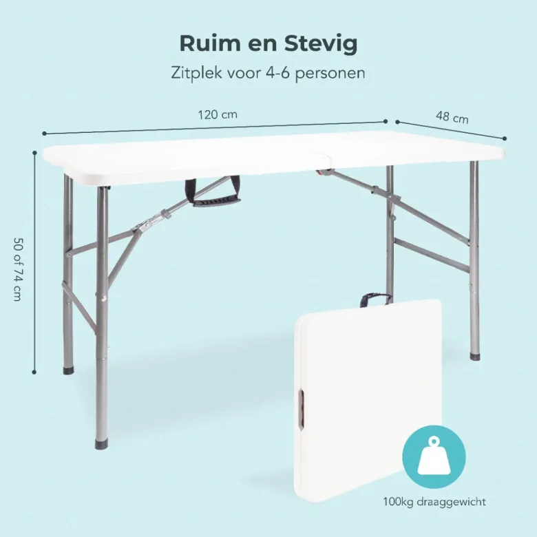 LifeGoods Inklapbare tafel 120x60 cm - White