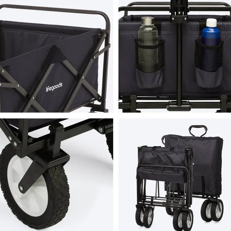 LifeGoods 70KG bolderkar 94L - Black