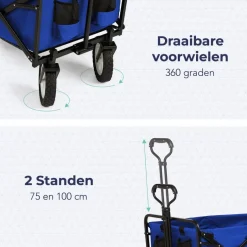 LifeGoods 70KG bolderkar 94L - Blue
