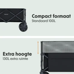 LifeGoods 230L bolderkar - Black
