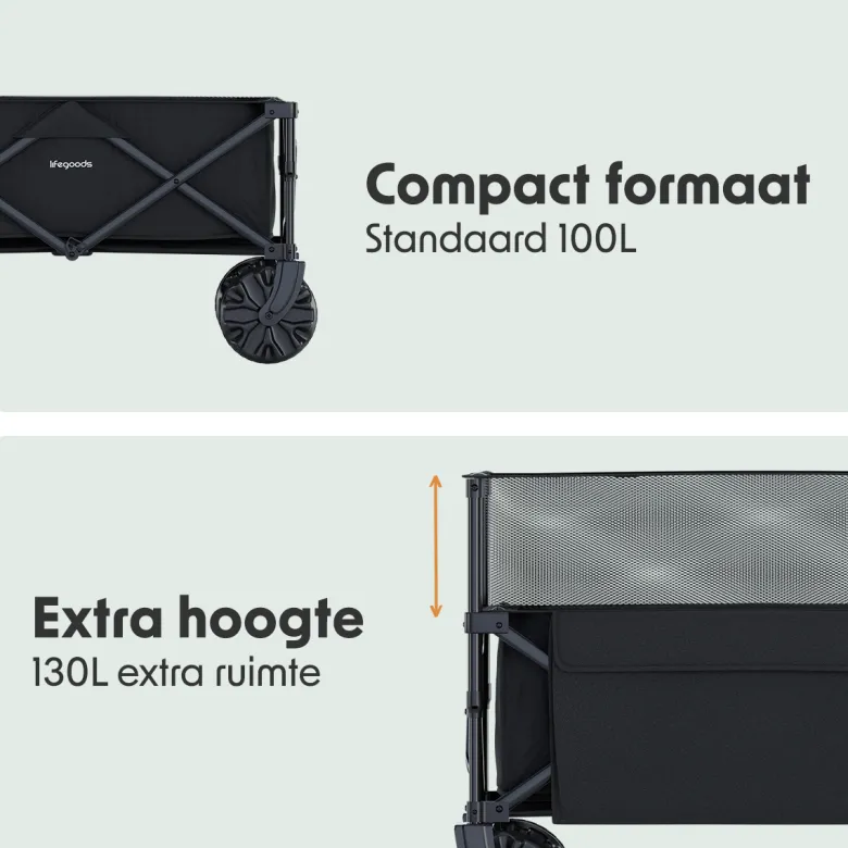 LifeGoods 230L bolderkar - Black