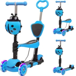 LifeGoods MultiRider kinderstep met duwstang - Blue