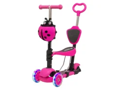 LifeGoods MultiRider kinderstep met duwstang - Pink