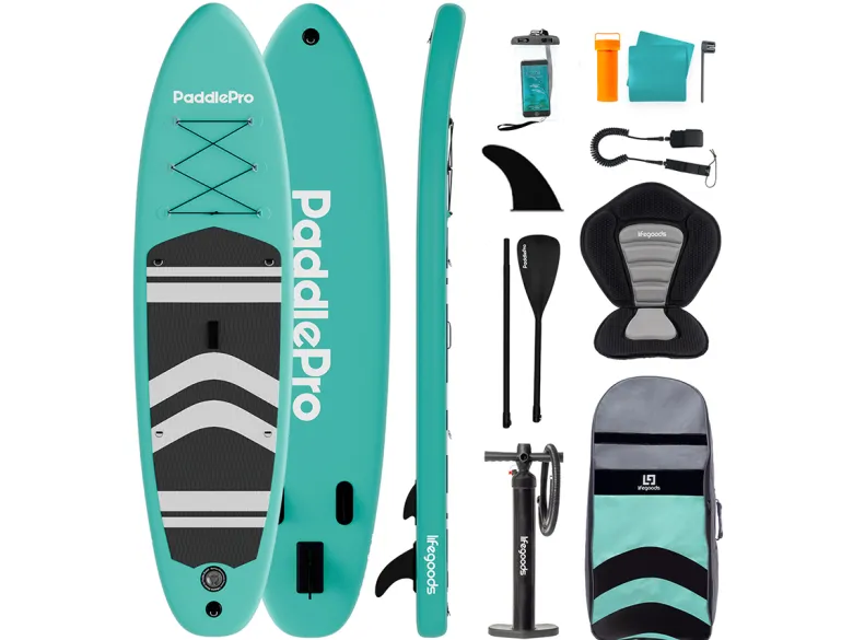 LifeGoods PaddlePro SUP Board met zitje - Mint Green/Black