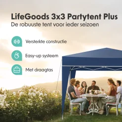 LifeGoods Plus 3x3 m partytent - Blue