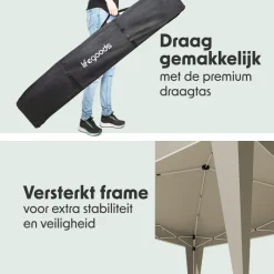 LifeGoods Plus 3x3 m partytent - Beige
