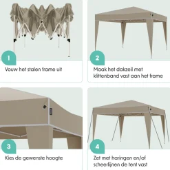 LifeGoods Plus 3x3 m partytent - Beige