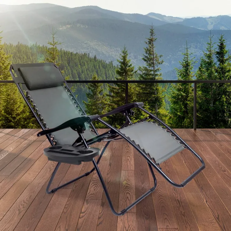 LifeGoods relaxstoel met zijtafel - Darkgrey