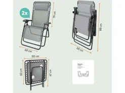 LifeGoods set van 2 relaxstoelen met tafel - Grey