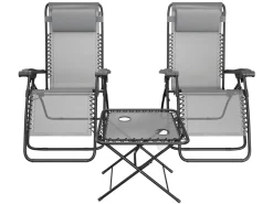 LifeGoods set van 2 relaxstoelen met tafel - Grey