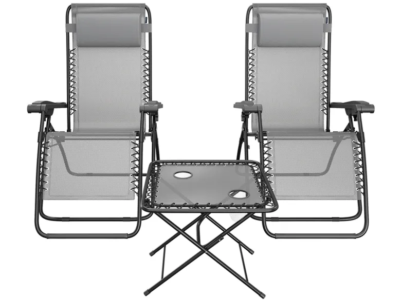 LifeGoods set van 2 relaxstoelen met tafel - Grey