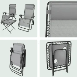 LifeGoods set van 2 relaxstoelen met tafel - Grey