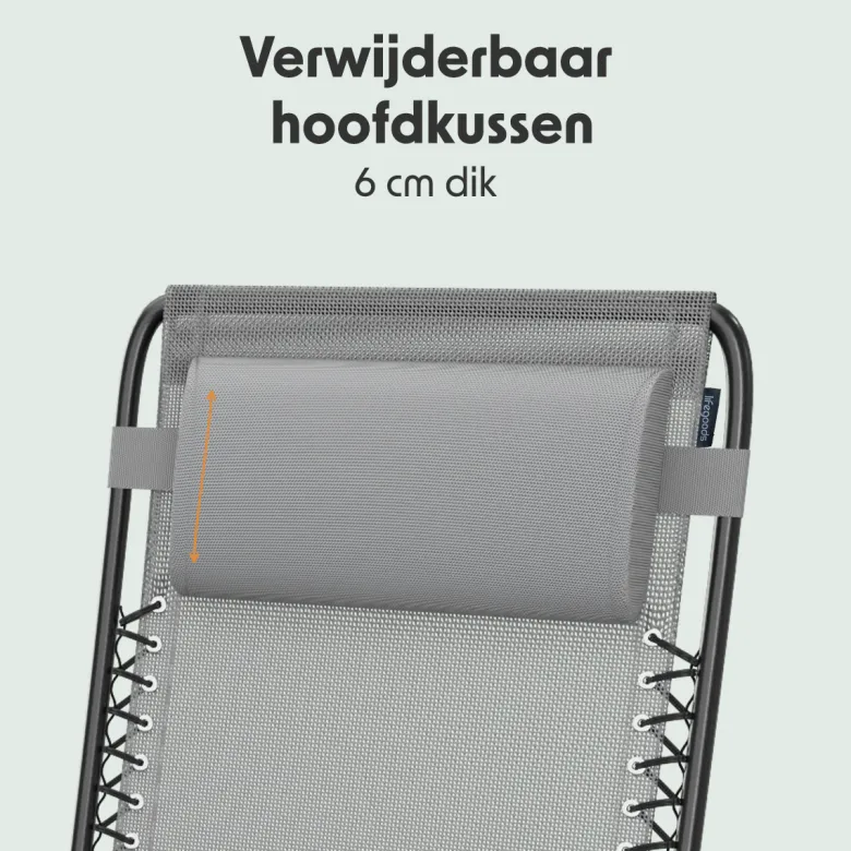 LifeGoods set van 2 relaxstoelen met tafel - Grey