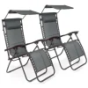 LifeGoods set van 2 relaxstoelen met zonnescherm - Dark Grey