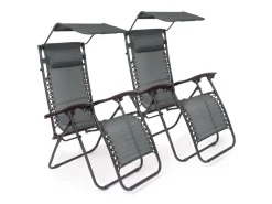 LifeGoods set van 2 relaxstoelen met zonnescherm - Dark Grey