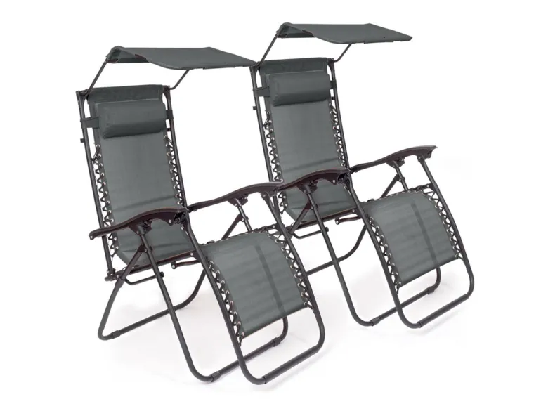 LifeGoods set van 2 relaxstoelen met zonnescherm - Dark Grey