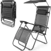 LifeGoods set van 2 relaxstoelen met zonnescherm - Black