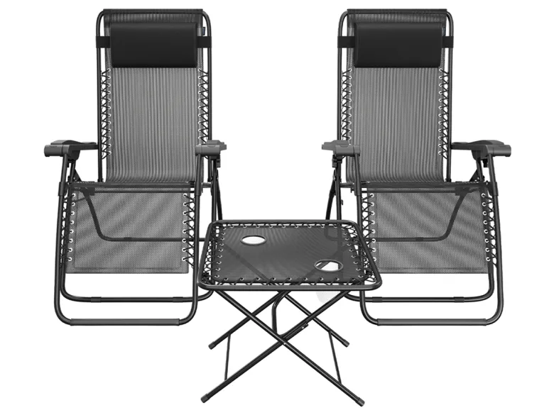 LifeGoods set van 2 relaxstoelen met tafel - Black
