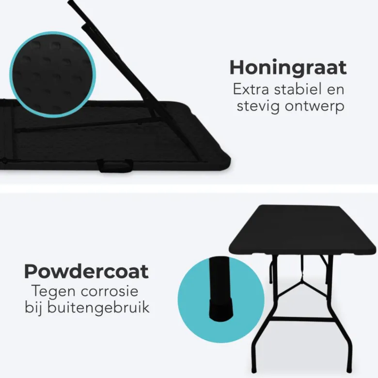 LifeGoods 180x70 cm Inklapbare tafel - Black
