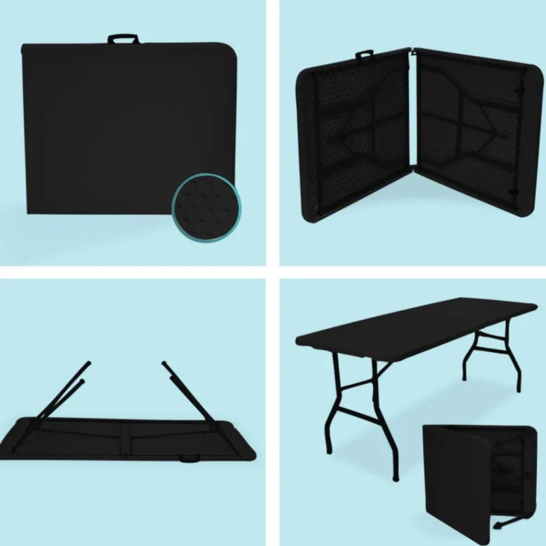 LifeGoods 180x70 cm Inklapbare tafel - Black