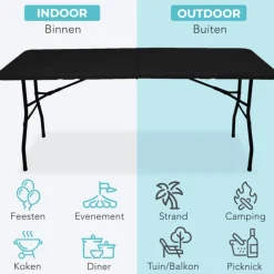 LifeGoods 180x70 cm Inklapbare tafel - Black