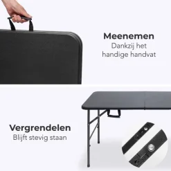 LifeGoods 120x60 cm Inklapbare tafel - Black
