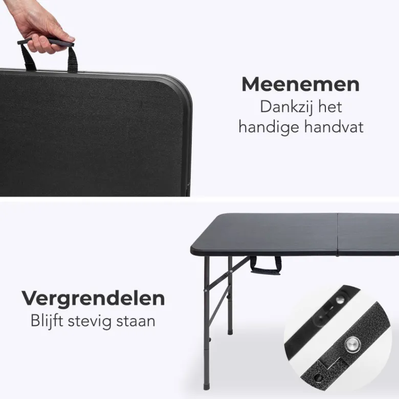 LifeGoods 120x60 cm Inklapbare tafel - Black