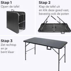 LifeGoods 120x60 cm Inklapbare tafel - Black