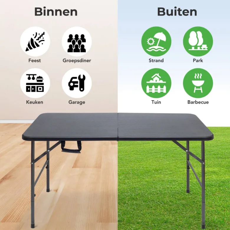 LifeGoods 120x60 cm Inklapbare tafel - Black