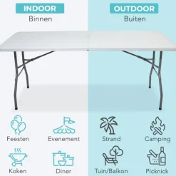 LifeGoods 180x70 cm Inklapbare tafel - White