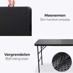 LifeGoods 120x60 cm Inklapbare vouwbare tafel - Black
