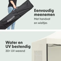 LifeGoods 3 x 3 meter partytent met zijwanden - Beige