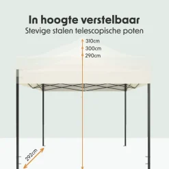 LifeGoods 3 x 3 meter partytent met zijwanden - Beige