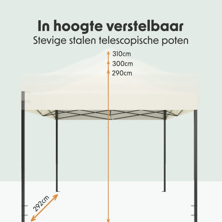 LifeGoods 3 x 3 meter partytent met zijwanden - Beige