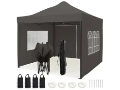 LifeGoods 3 x 3 meter partytent met zijwanden - Anthracite